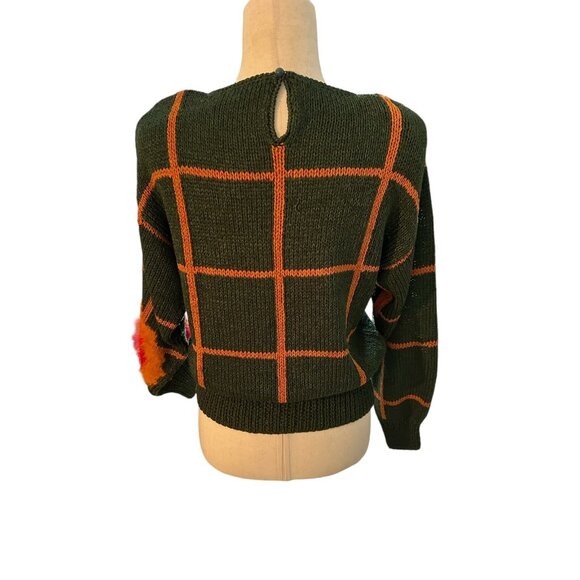 Sweater VTG 80s Sheila Raymond Asymmetric Oval Wool Blend Crew Neck Angora Sz M - Picture 3 of 11